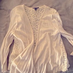 Womens sweater with lace back. Like new.